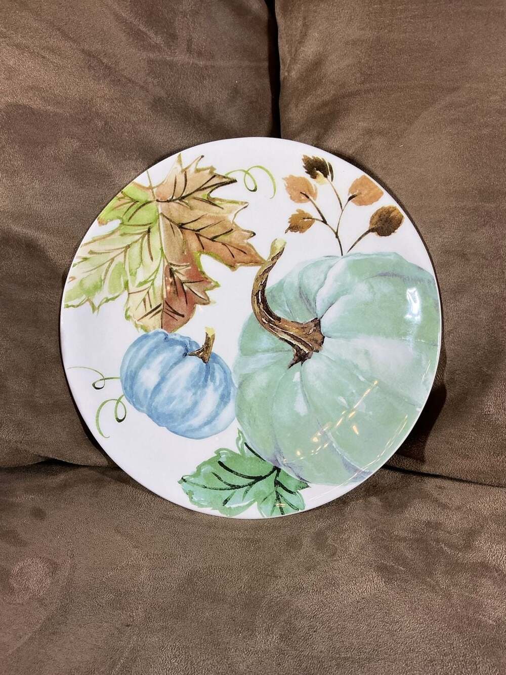 Robert Stanley Fall Pumpkin And Leaves Ceramic Salad Plate 8.5 Inch